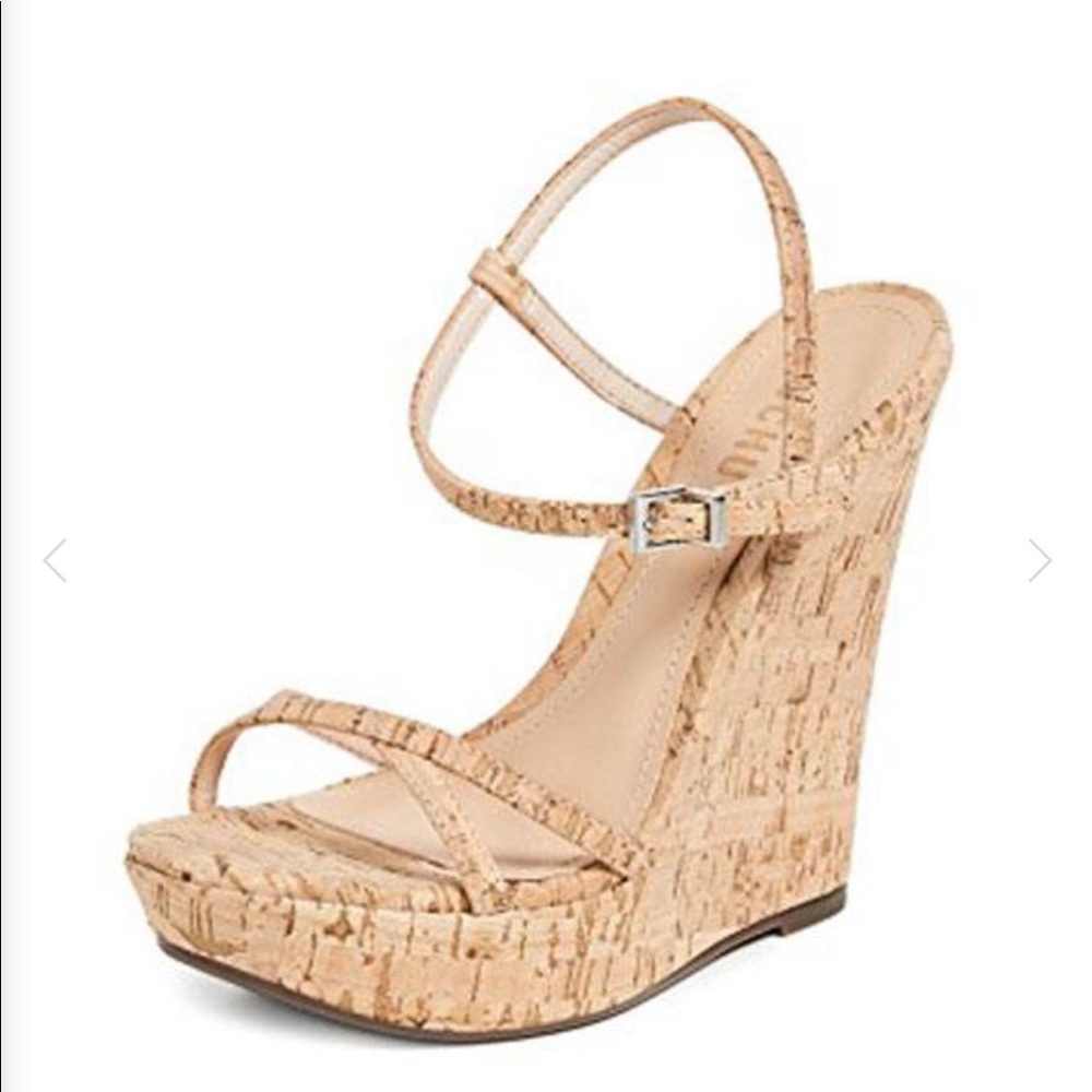 Schultz Cork Ankle Strap Wedge Platform Sandals